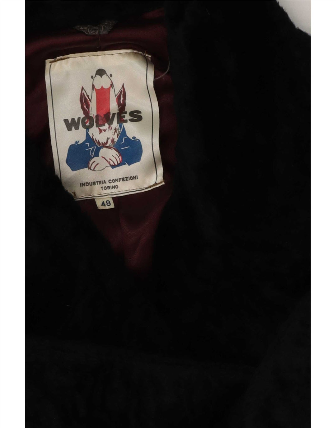 Vintage Dame imiteret Pels Dobbeltradet Frakke IT 48 XL Sort