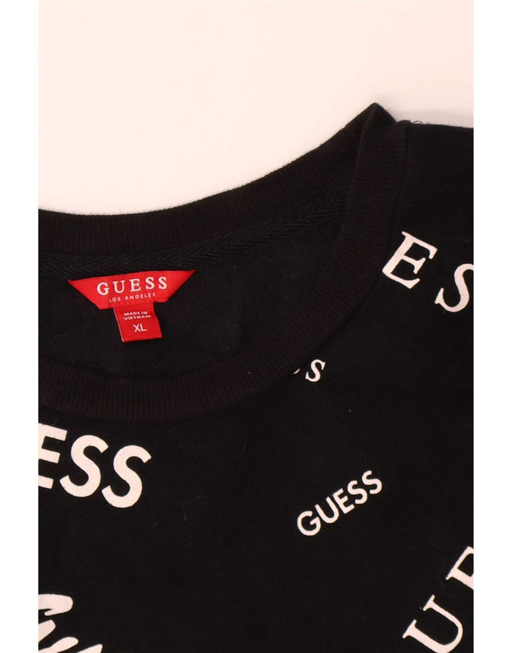 Guess Womens Grafisk Oversized Sweatshirt Jumper UK 18 XL Sort Bomuld