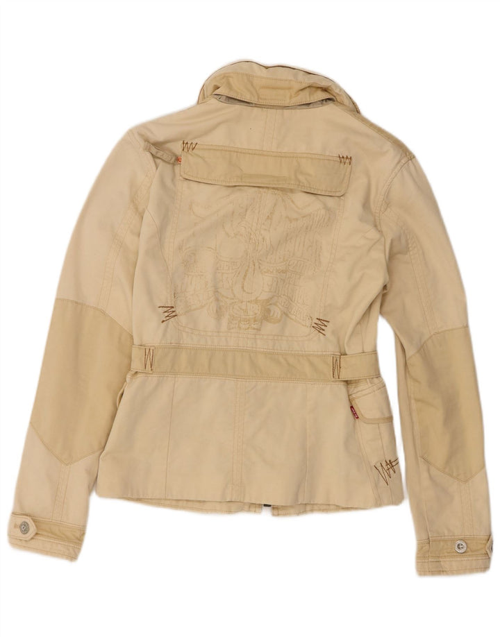 Levi's Grafisk hættejakke til kvinder UK 10 Lille beige bomuld