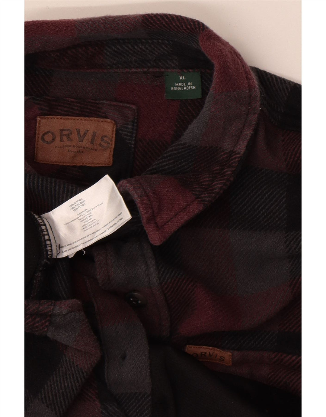 Orvis Herre flannelskjorte XL flerfarvet ternet bomuld