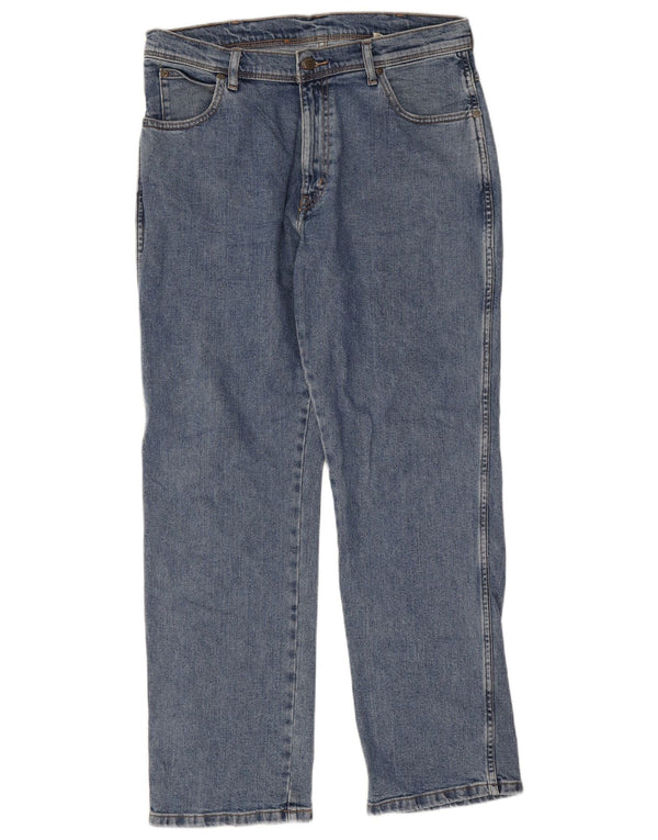 Wrangler Herre Regular Fit Straight Jeans W34 L30 Blå Bomuld