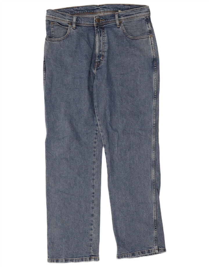 Wrangler Herre Regular Fit Straight Jeans W34 L30 Blå Bomuld