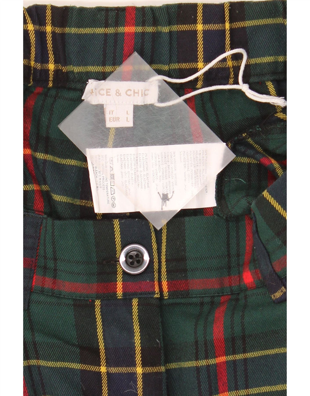 Flotte og smarte chinoshorts til kvinder store W32 grøn ternet polyester