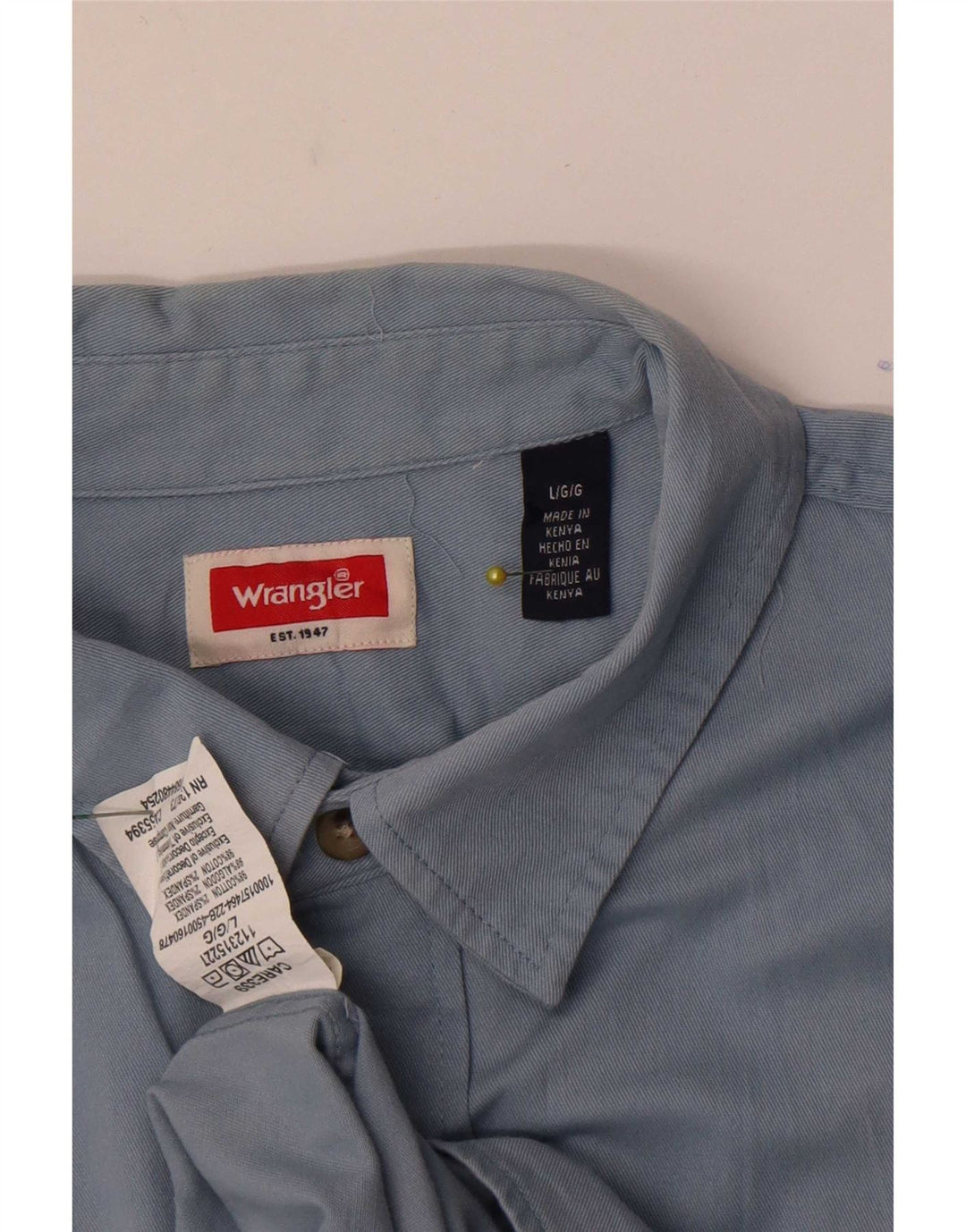 Wrangler Kortærmet Herreskjorte Stor Blå Bomuld