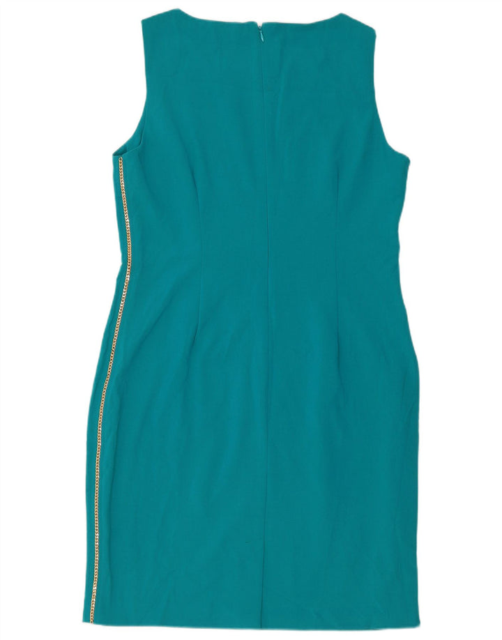 Calvin Klein Dame Sleeveless Sheath Dress UK 16 Large Blue Polyester