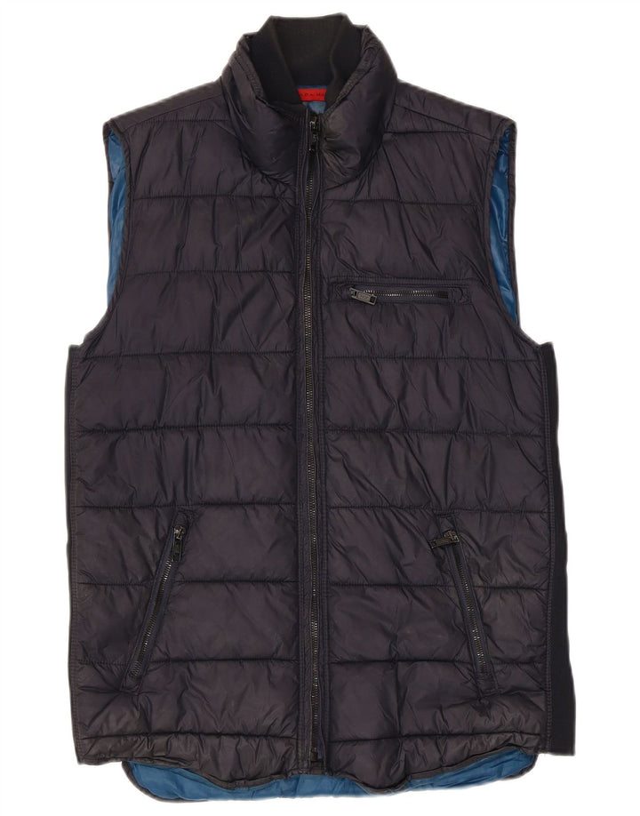 Zara Herre Polstret Gilet UK 38 Medium Navy Blue Polyester