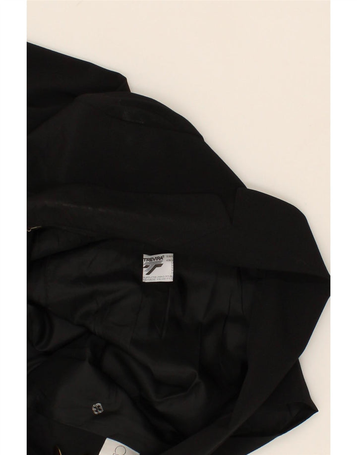 TREVIRA Womens Double Breasted Coat UK 12 Medium Black Polyester Vintage Trevira and Second-Hand Trevira from Messina Hembry 