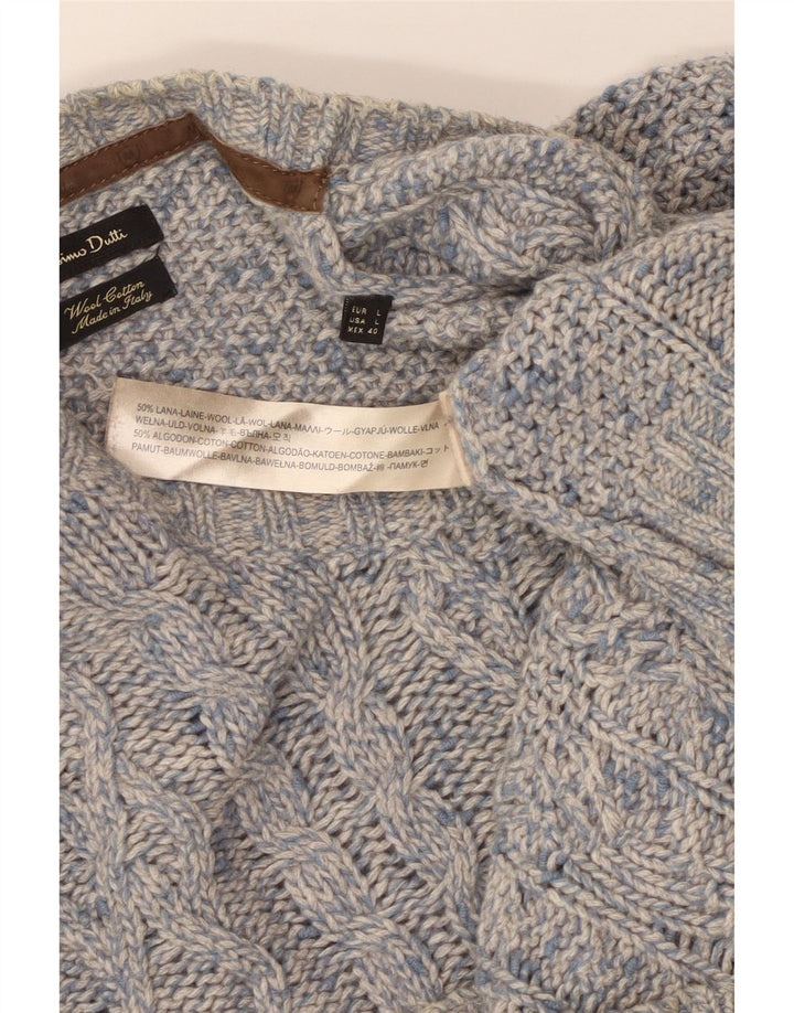 MASSIMO DUTTI Herre trøje med rund hals, stor blå flækket uld