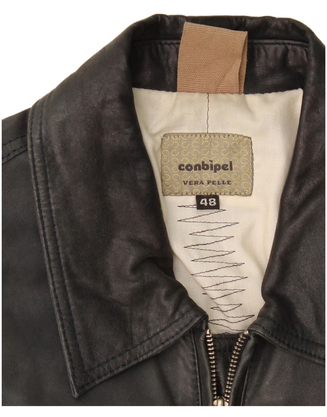 Conbipel Herre Bomber Læderjakke IT 48 Medium Sort Læder