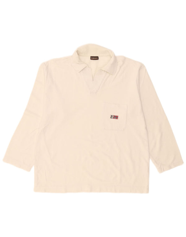 Napapijri Langærmet herre poloshirt XL hvid bomuld