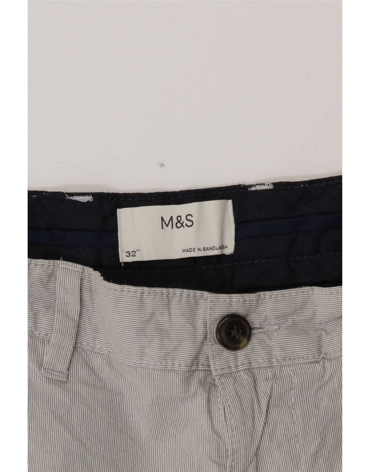 Marks & Spencer Chino Shorts til mænd W32 mellemgrå nålestribet bomuld