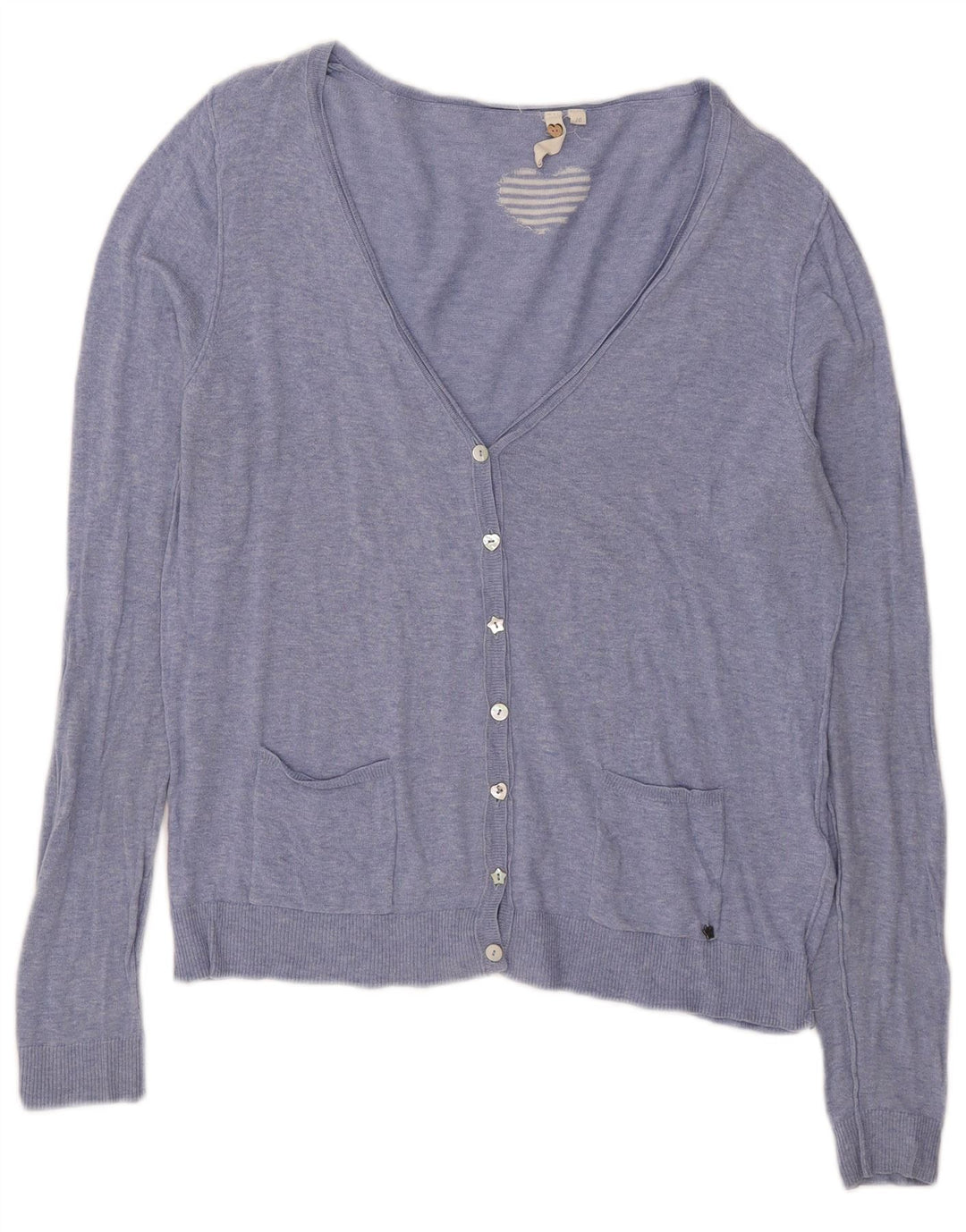 White Stuff Dame Cardigan Sweater UK 16 Large Blue Flecked Bomuld