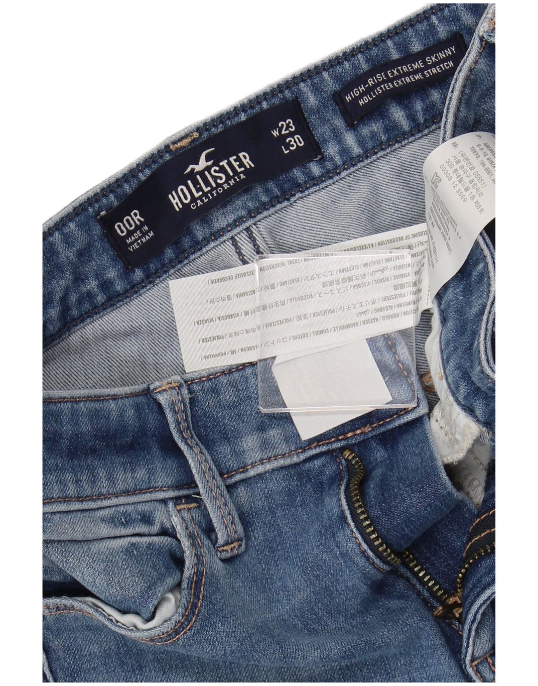 HOLLISTER Dame Højtalje Skinny Jeans US 00 2XS W23 L30 Blå Bomuld