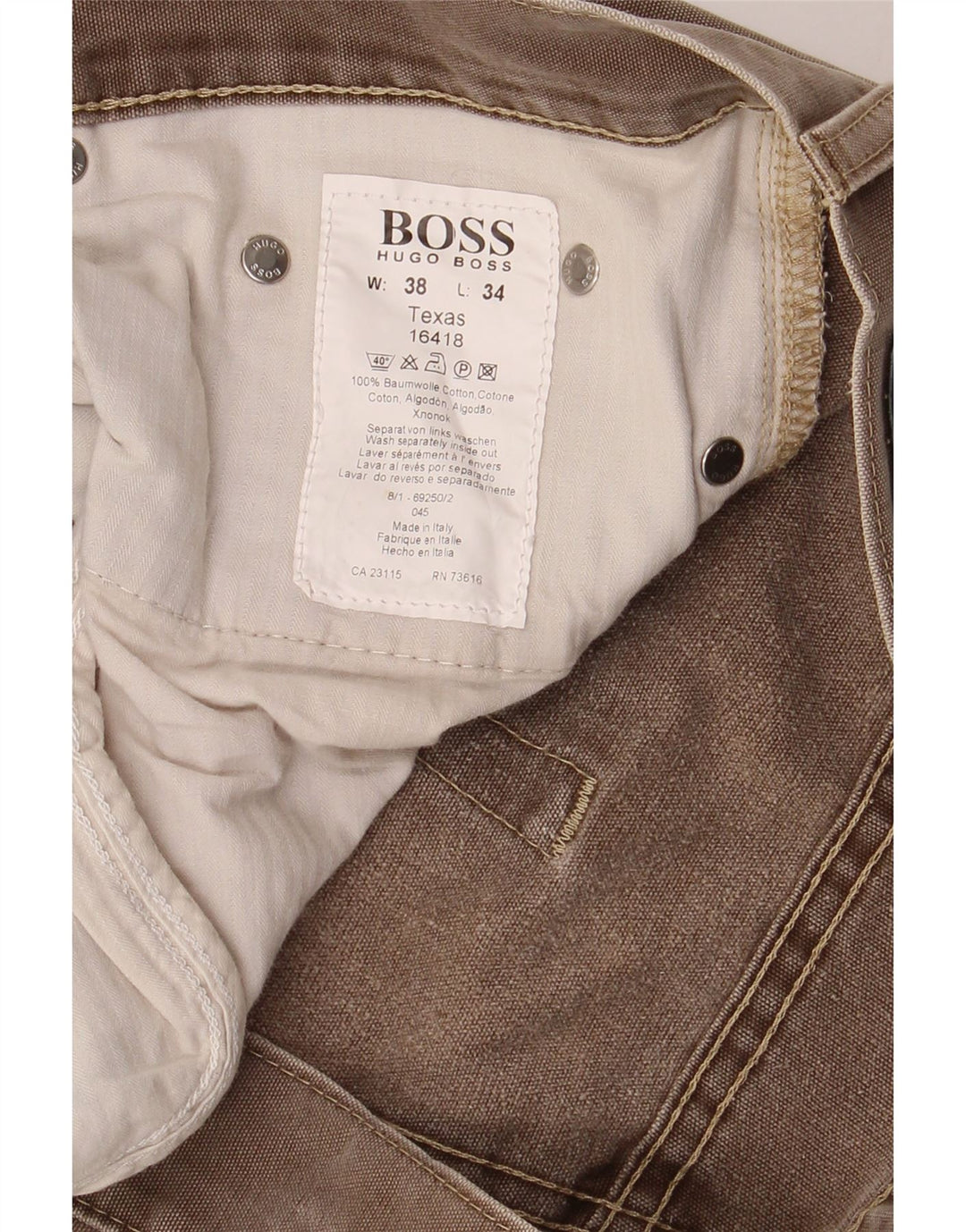 HUGO BOSS Herre Cropped Jeans W38 L25 Brun Bomuld