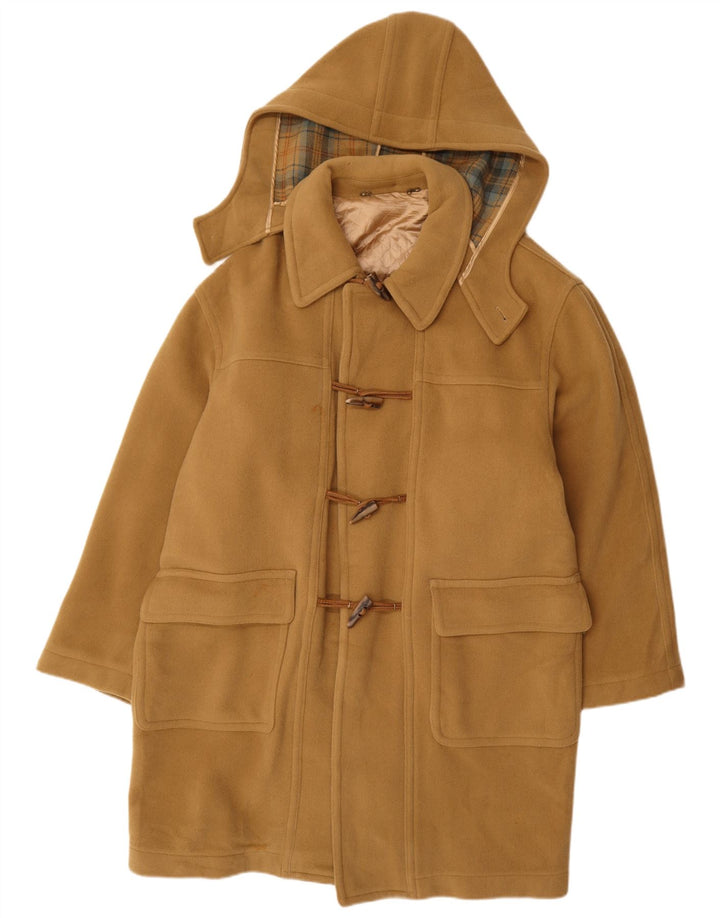 VINTAGE Herre Hætte Duffle Coat IT 52 XL Beige Uld