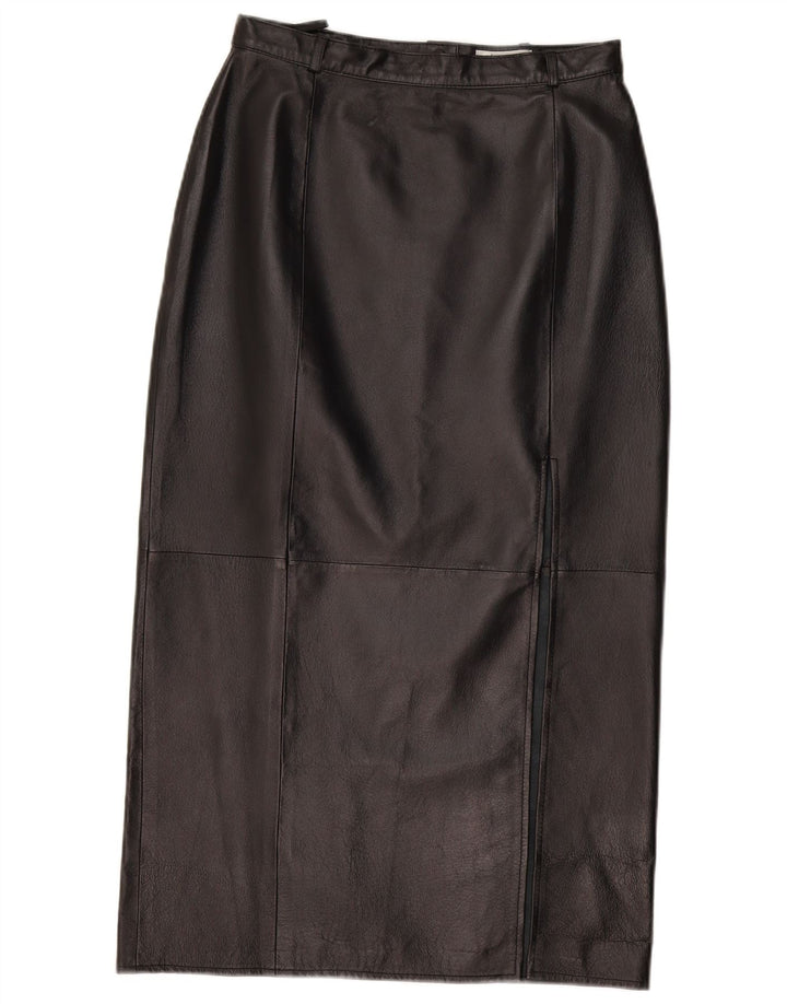 Vintage lædernederdel til kvinder W28 Medium sort læder