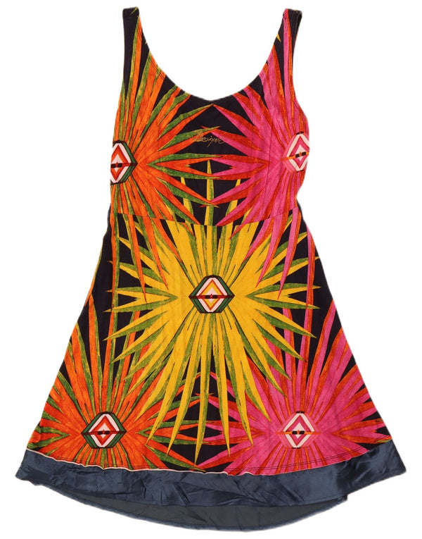 Desigual Dame Ærmeløs A-Line Kjole UK 10 Small Multicolored Floral