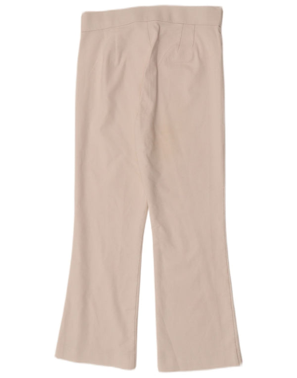 Zara Dame Flare Cropped Trousers Small W26 L24 White Bomuld