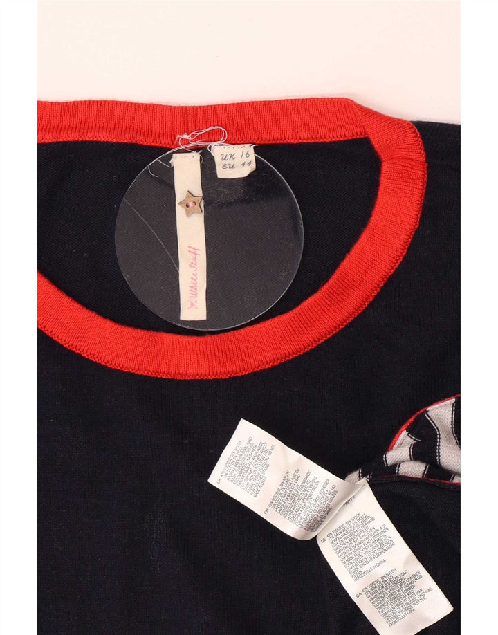 White Stuff Womens Boat Neck Jumper Sweater UK 16 Large Navy Blue