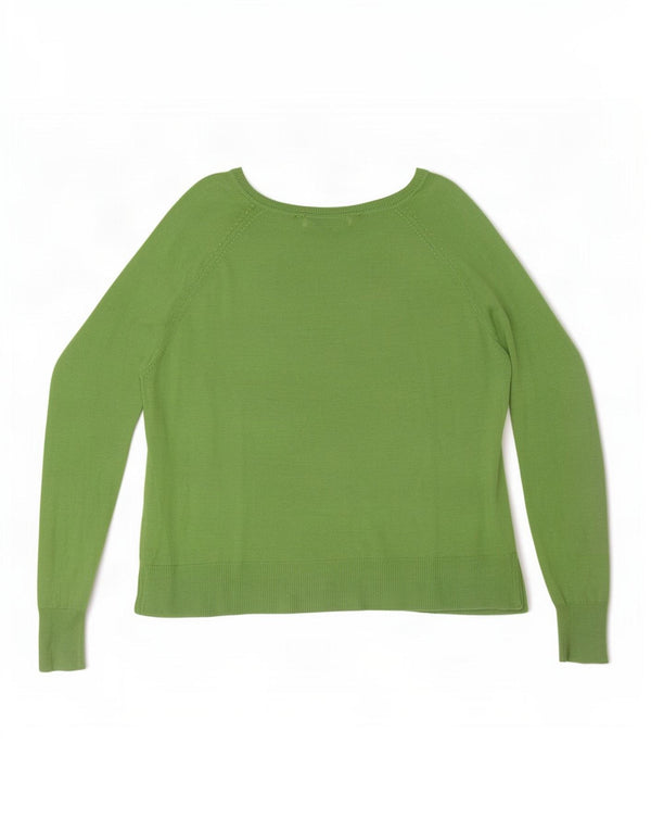 Zara Womens Oversized Boat Neck Jumper Sweater UK 10 Small Green Viscose
