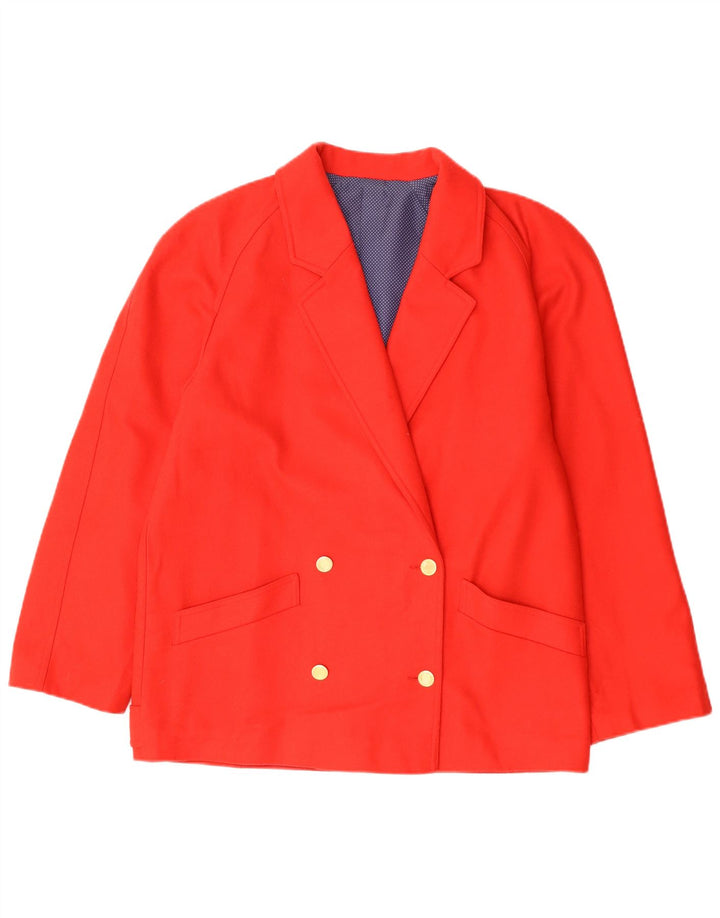 Vintage Dame Dobbeltradet Blazer Jacket UK 14 Medium Rød Uld Retro
