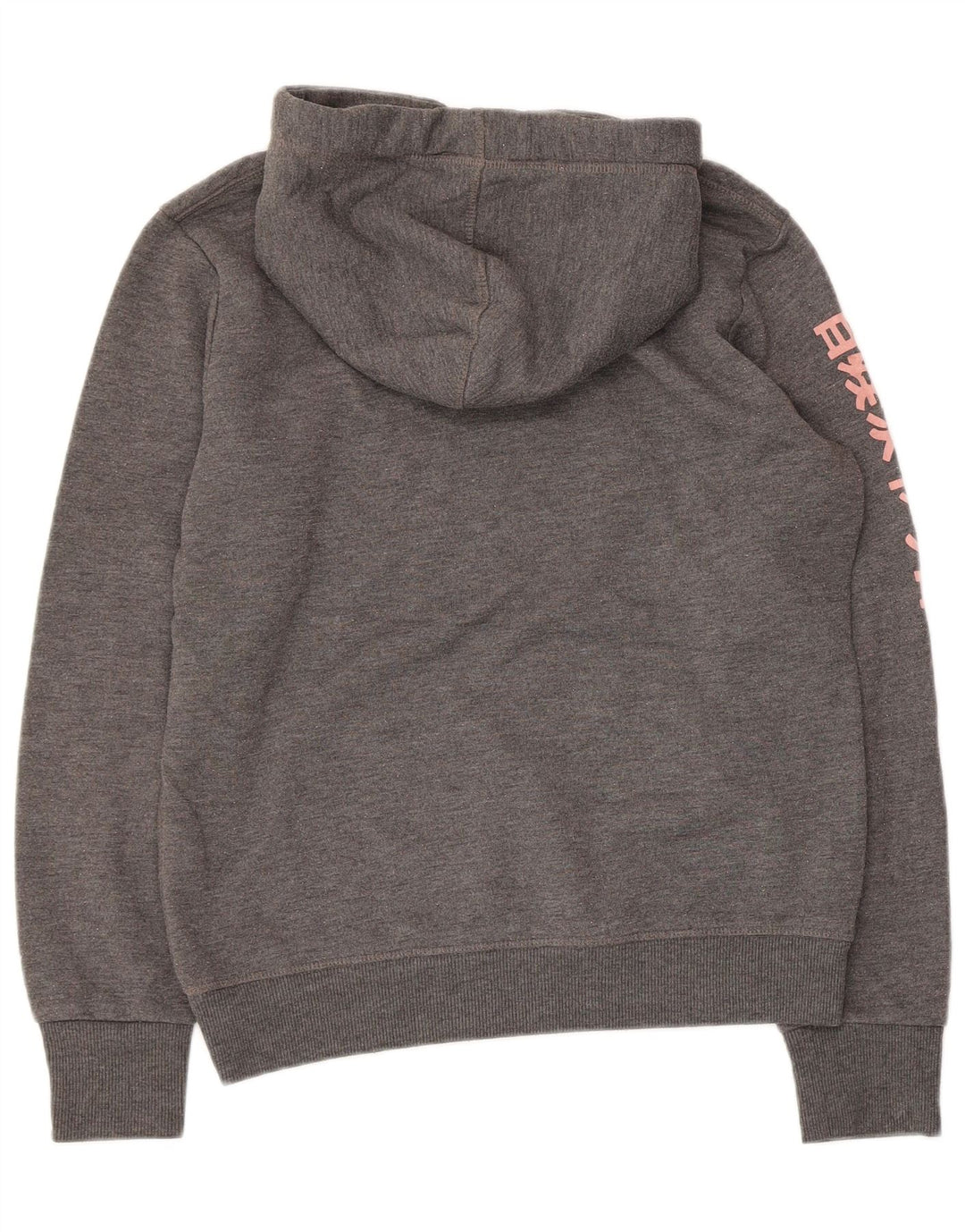 SUPERDRY Grafisk hættetrøje til kvinder UK 14 mellemgrå polyester