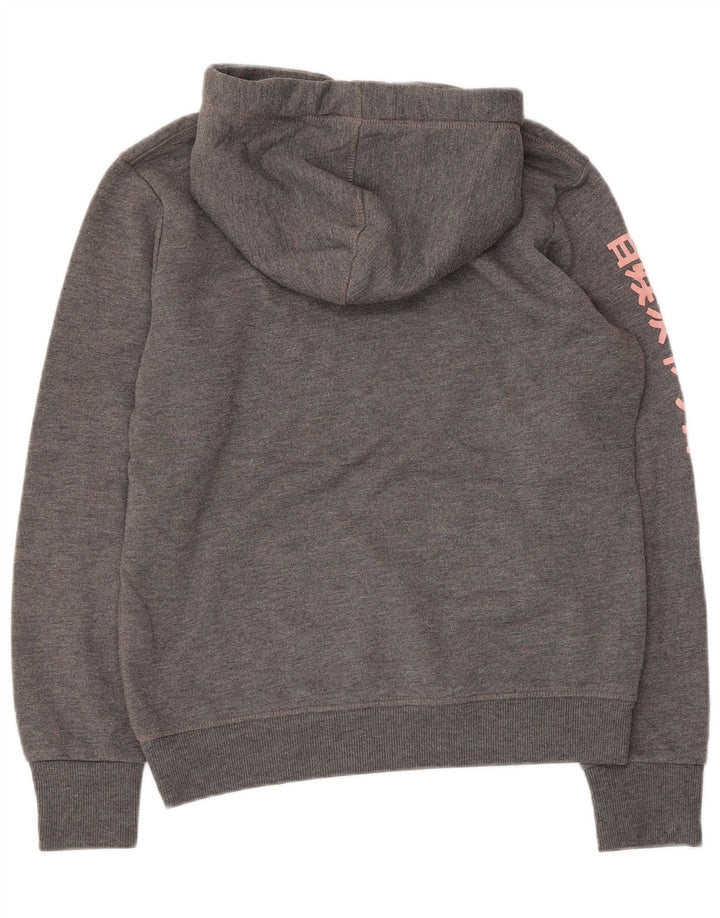 SUPERDRY Grafisk hættetrøje til kvinder UK 14 mellemgrå polyester
