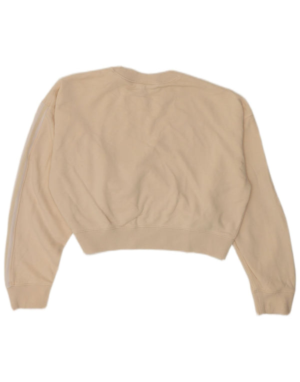 Adidas Womens Crop Oversized Sweatshirt Jumper UK 10 Small Beige Bomuld