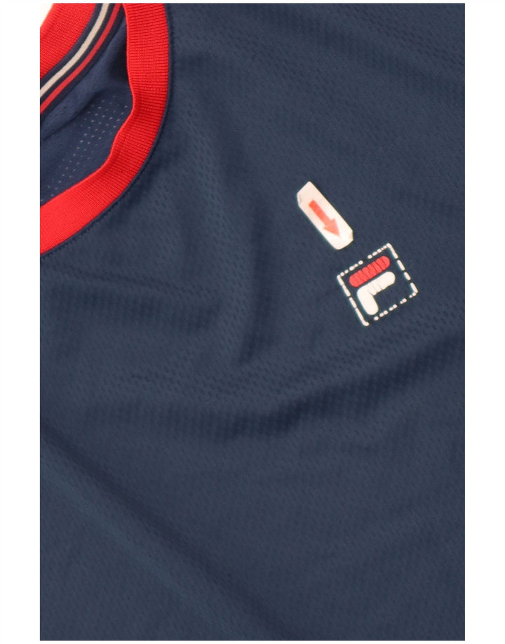 Fila Herre T-Shirt Top 2XL Marineblå Colourblock Polyester