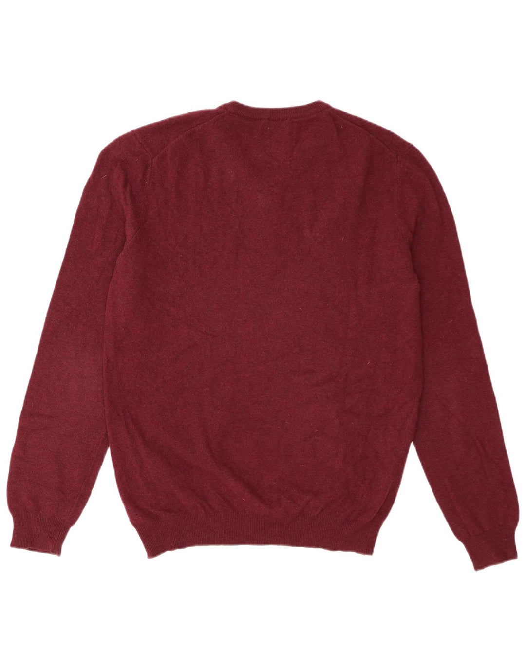 Benetton Herre V-hals sweater Medium Burgundy Virgin Wool