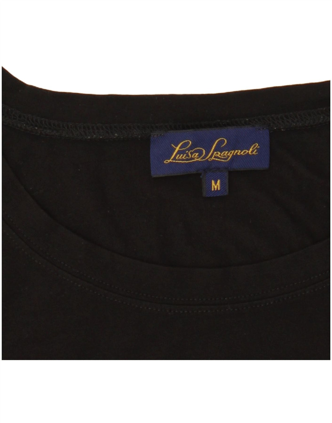 Luisa Spagnoli Dame Grafisk T-Shirt Top UK 14 Medium Sort
