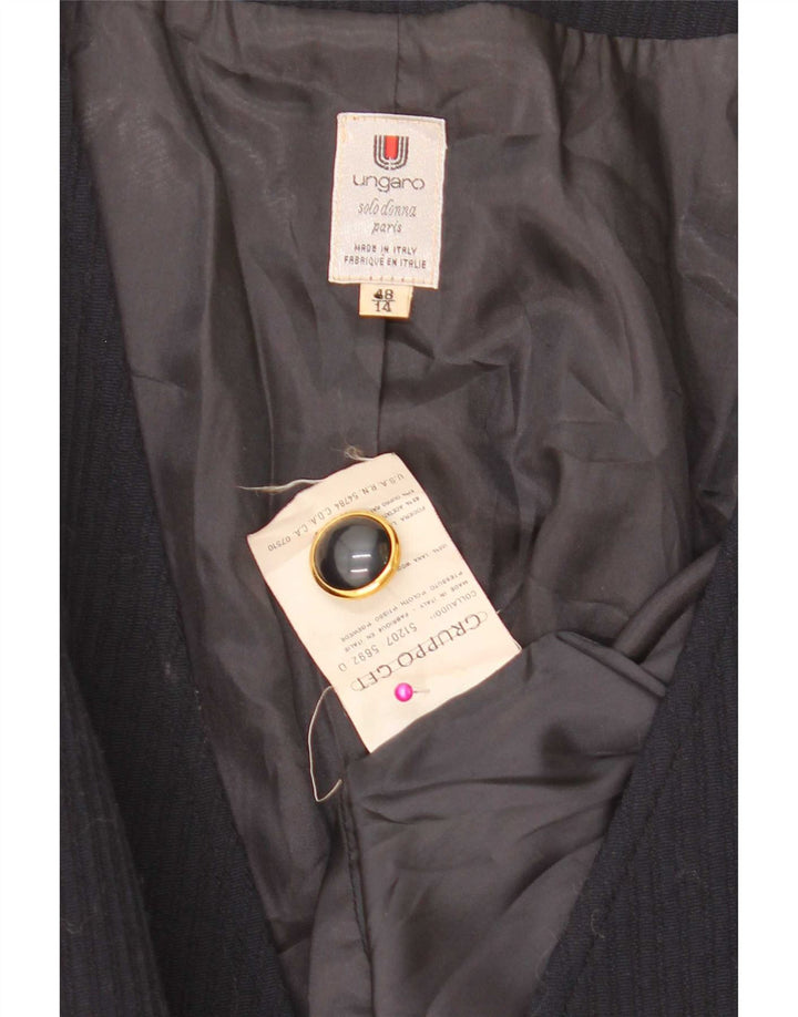 Ungaro Dame Dobbeltradet Blazer Jacket IT 48 XL Marineblå Uld