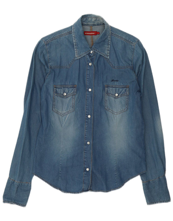 Carrera Dame Denim Shirt UK 16 Large Blue Cotton