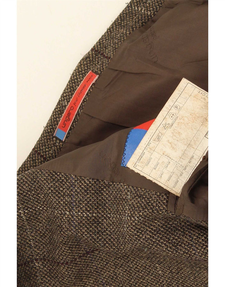 Ungaro Herre 2-knaps blazerjakke IT 48 Medium Brun Ternet Ny Uld