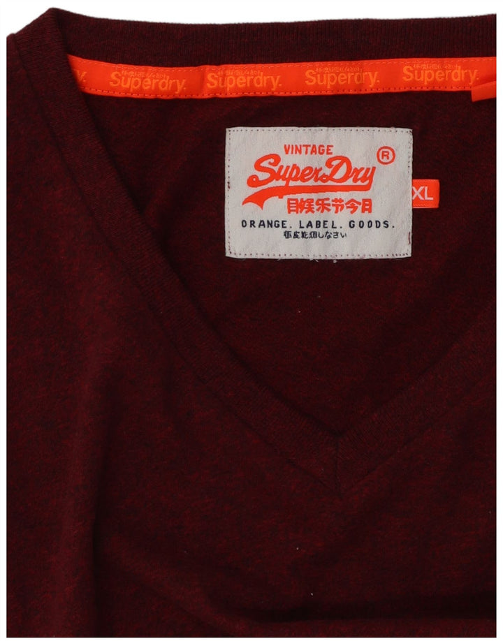 Superdry T-shirt top til mænd XL Burgundy Flecked