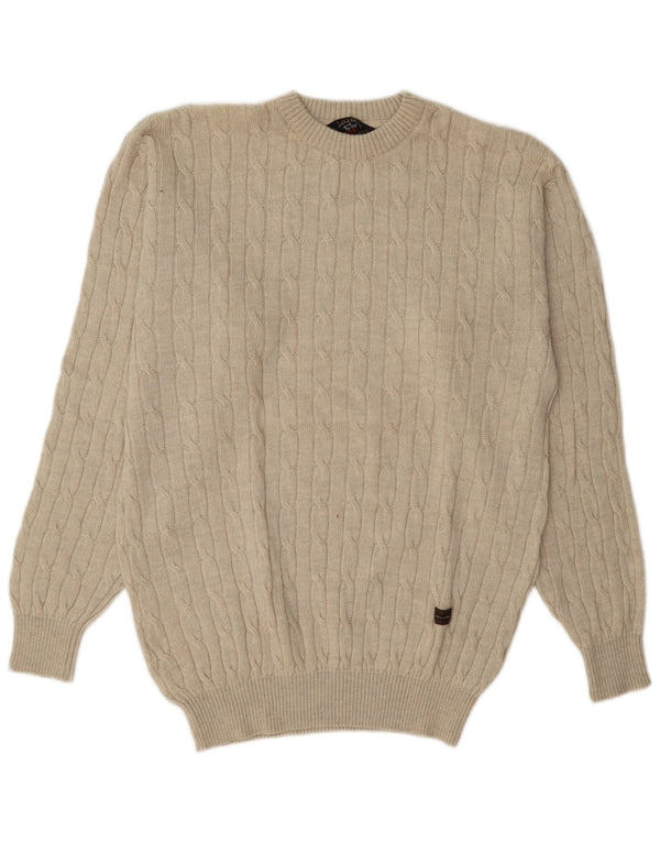 Paul & Shark sweater med rund hals til mænd Large Grey Virgin Wool