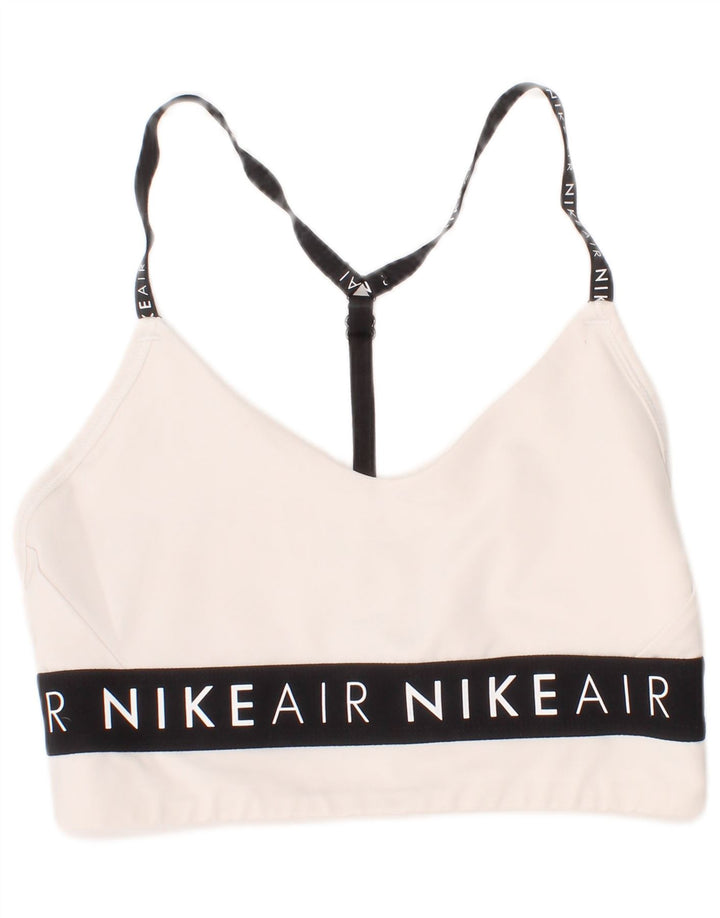 Nike Dame Grafisk Sports-BH Top Small Off White Polyester Sport