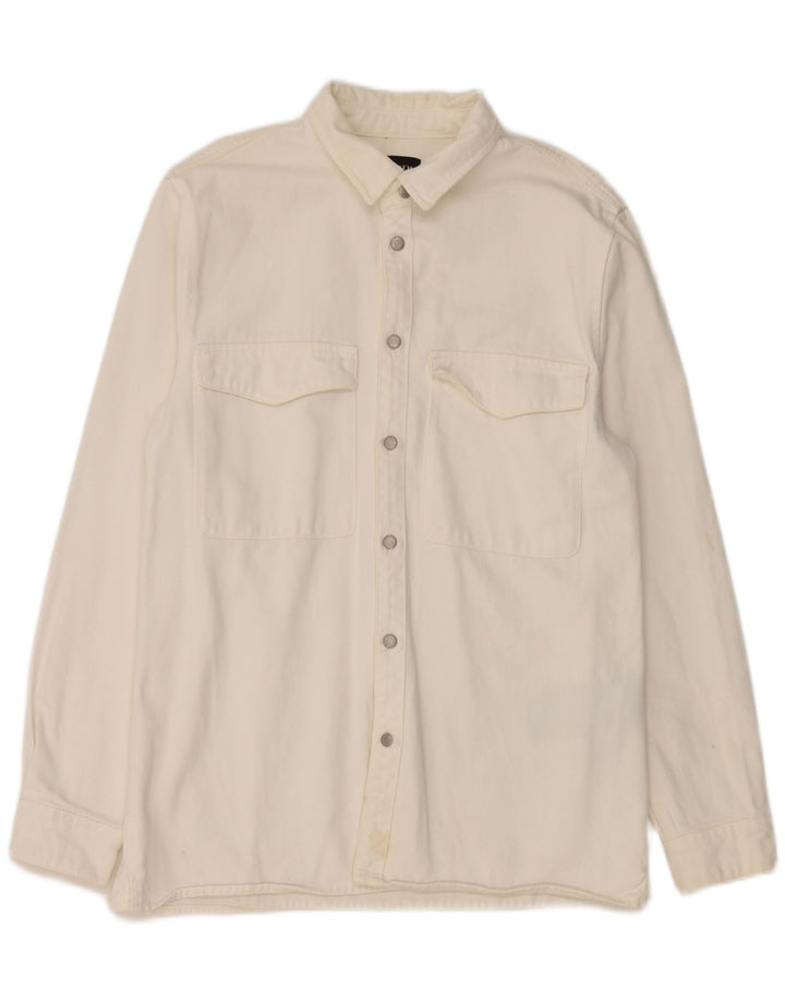 Zara Herre Relaxed Fit denimskjorte Stor hvid bomuld