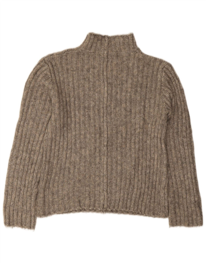 Zara Dame Turtle Neck Jumper Sweater UK 10 Small Grå Akryl