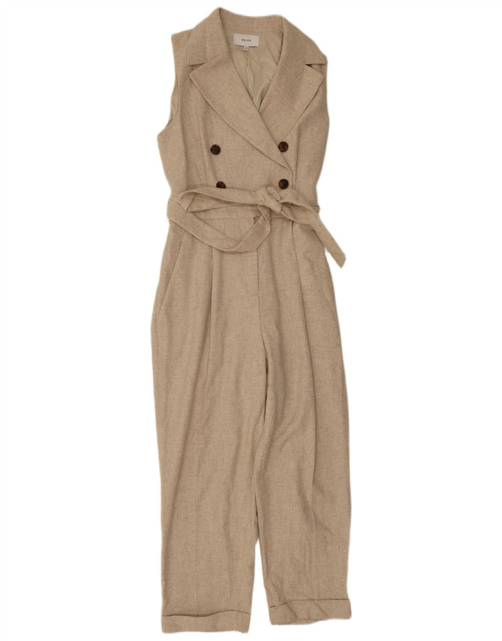 Reiss Dame Ærmeløs Jumpsuit UK 12 Medium Beige Uld