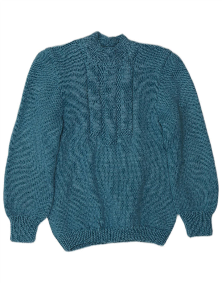 Vintage Dame Turtle Neck Jumper Sweater UK 8 Small Turkis Classic