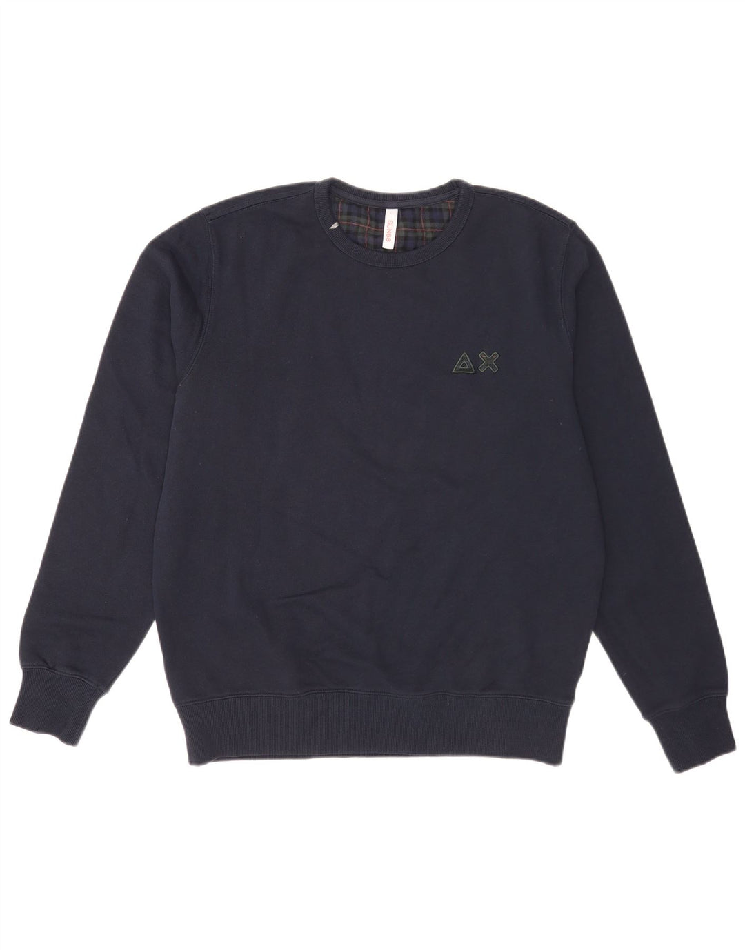 Sun68 Herre Sweatshirt Jumper Large Marineblå Ternet bomuld