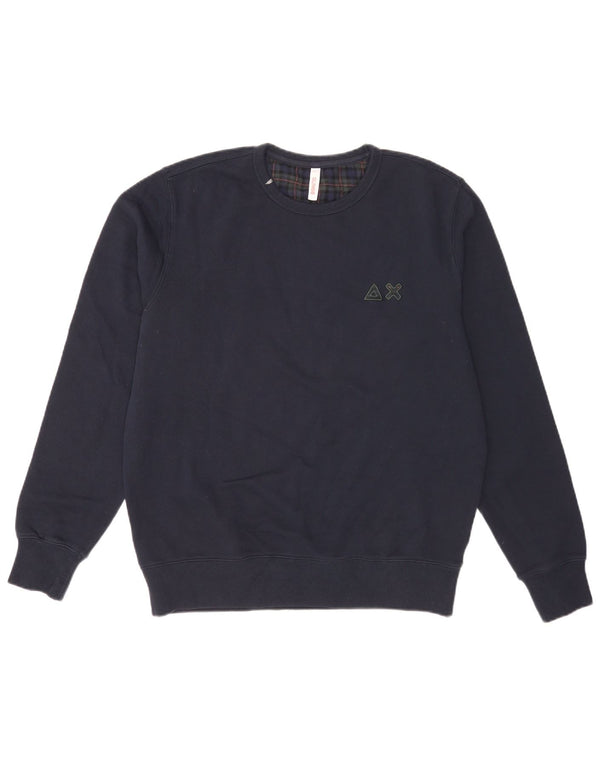 Sun68 Herre Sweatshirt Jumper Large Marineblå Ternet bomuld