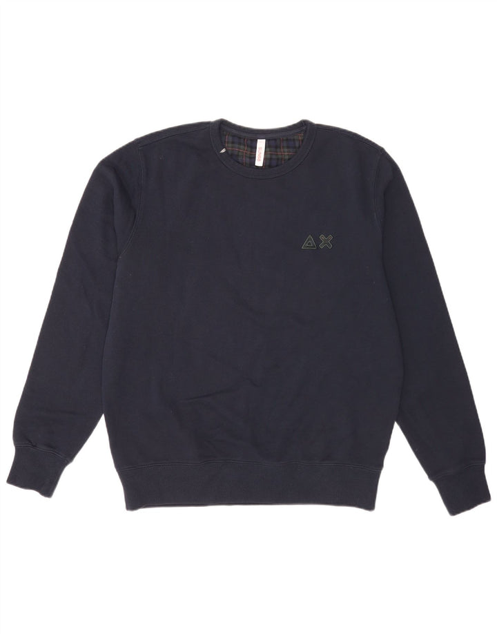 Sun68 Herre Sweatshirt Jumper Large Marineblå Ternet bomuld