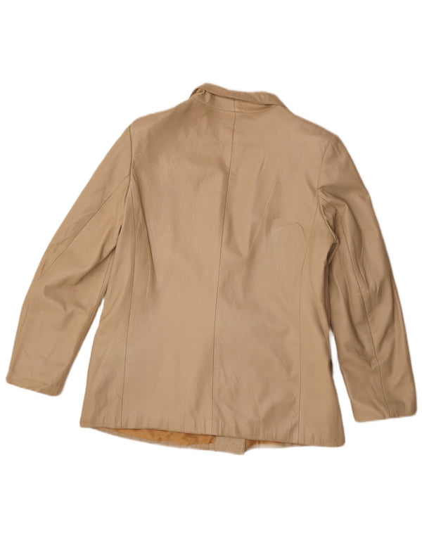Vintage dobbeltradet blazerjakke til kvinder IT 42 Medium Beige