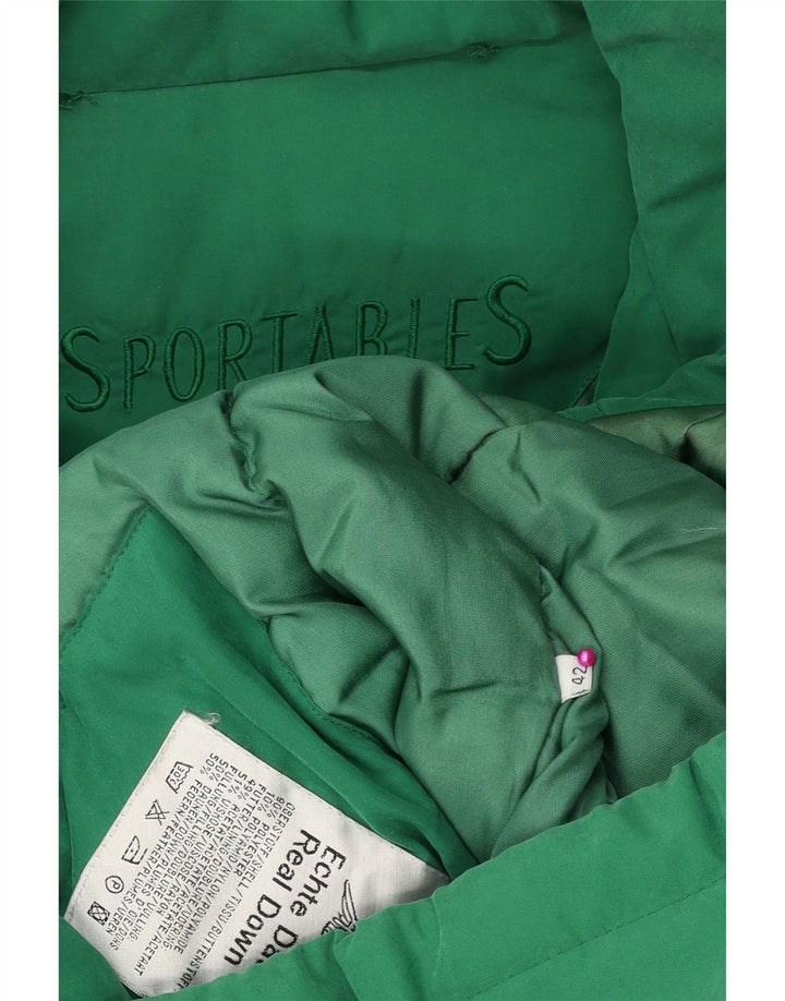 VINTAGE Dame Oversized Polstret Frakke EU 42 Large Green Polyester