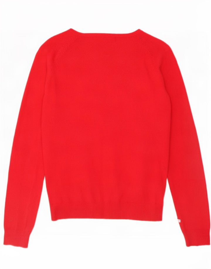 Zara Dame Cardigan Sweater UK 14 Stor Rød Bomuld