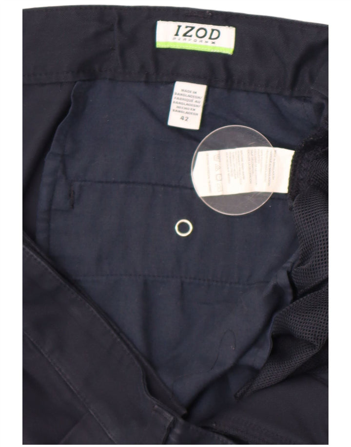 Izod Herre Chino Shorts W42 2XL Navy Blue Polyester