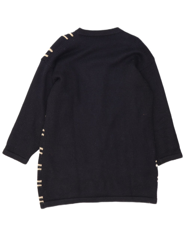 Bellina Womens Longline Oversized Cardigan Sweater UK 10 Small Black Floral