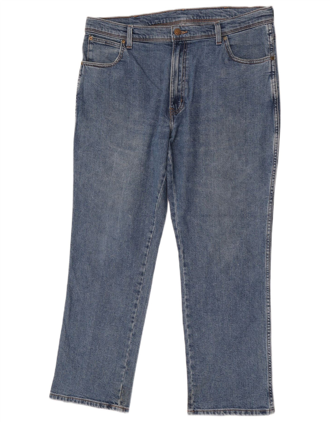 Wrangler Herre Regular Fit Straight Jeans W38 L30 Blå Bomuld